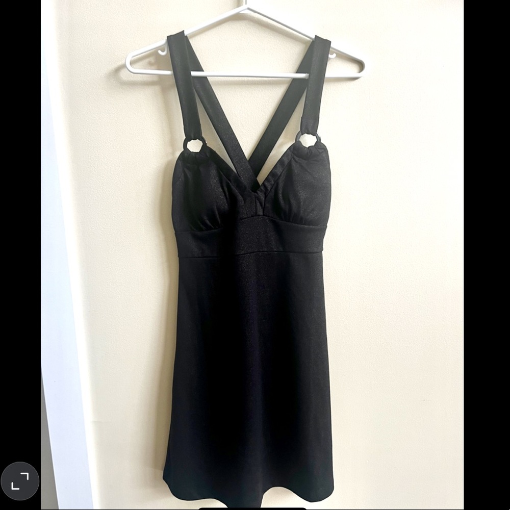 Guess Sparkle Black Deep V Neck Dress